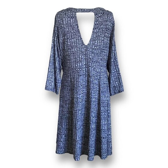 Torrid Womens Blue Mini Rib Knit Mock Neck Dress Plus Sz 3X Cut Out Swing Tunic - Picture 7 of 9
